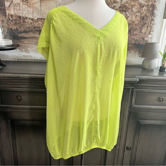 Liz Claiborne Woman Lime Green Sheer Top size 3X - Picture 4 of 6